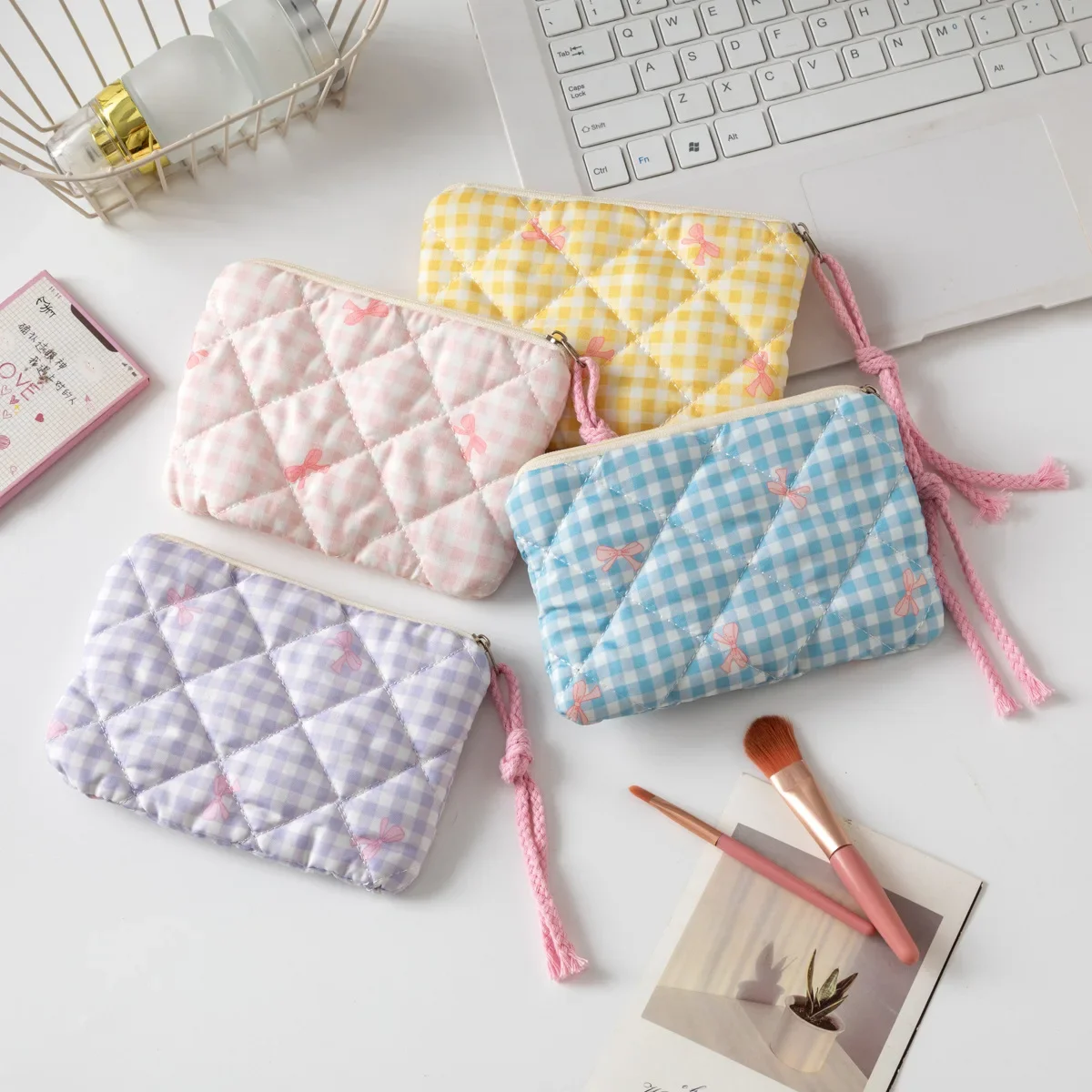 Kawaii Floral Travel Coin Purse Lipstick Cosmetic Small Storage Bag Cute Women Makeup Handbags Wallet Organizer Pouch Card Bags