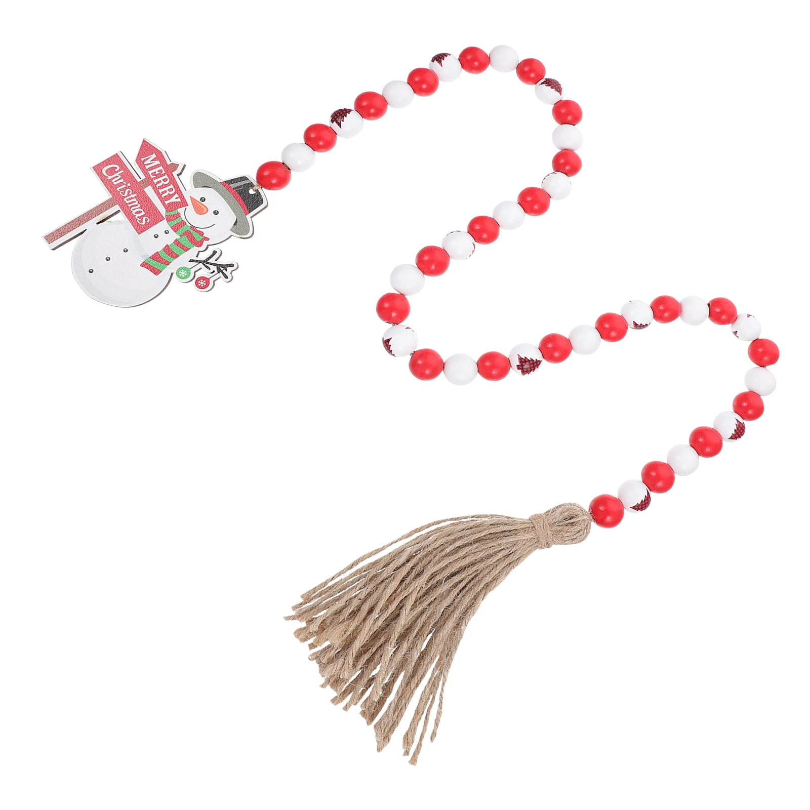 

1Pcs Snowman Bead String Christmas Wooden Bead Decor Hanging Ornaments for Tree Window Wall Party Premium Environmental