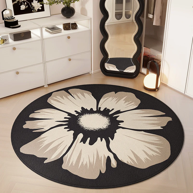 VIKAMA Round Rugs Premium Feeling Light Luxury Bedroom Living Room Dresser Cloakroom Chair Mats Vintage Floor Mats Home Decor