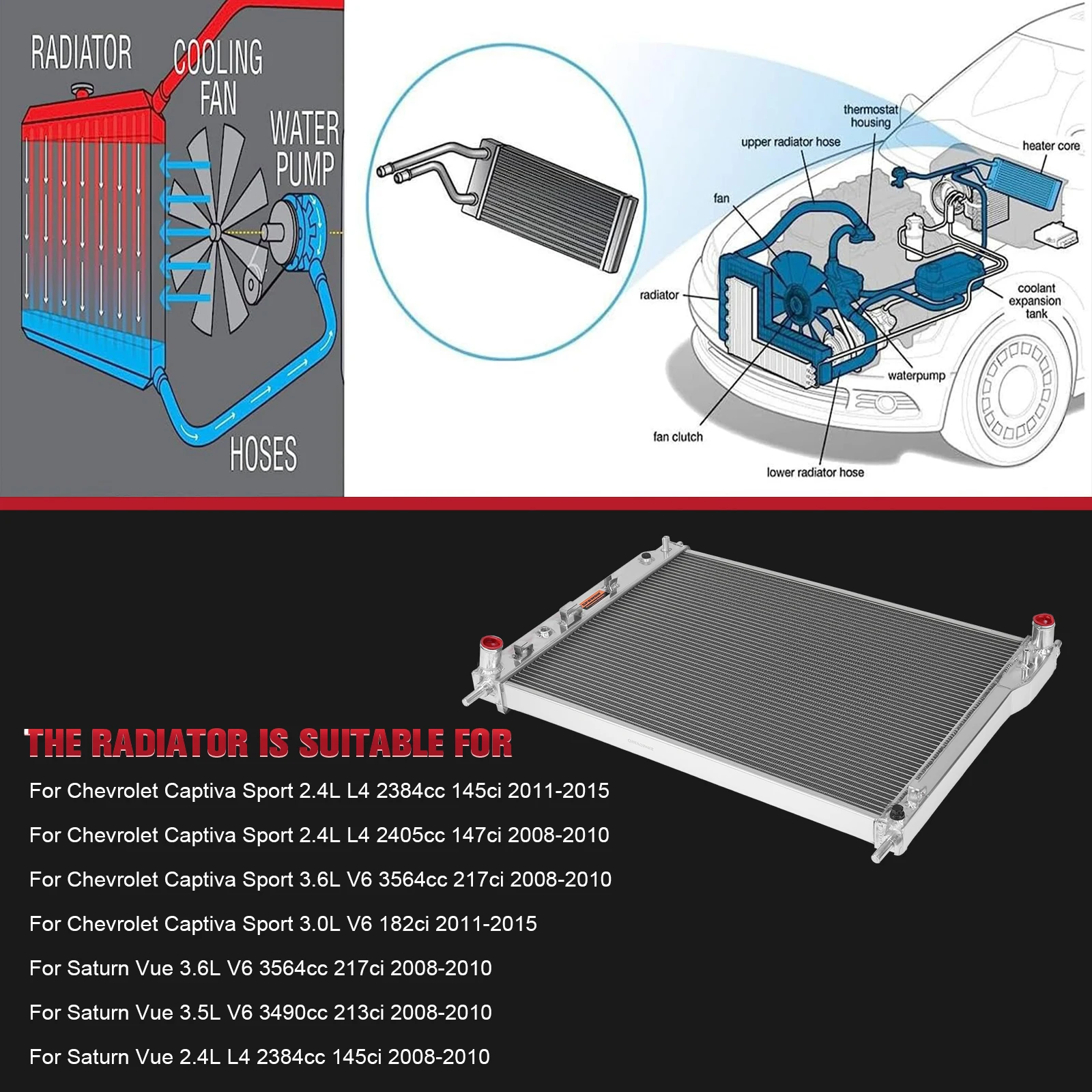 Cooling Radiator Replacement Engine Radiator for Chevrolet Captiva Sport 2008-2015