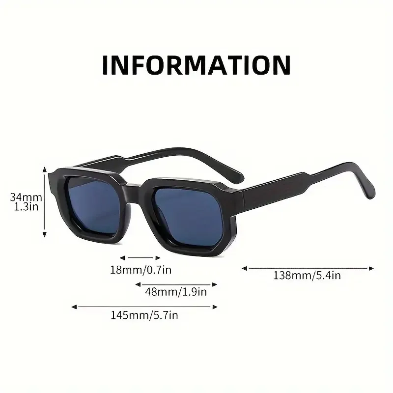 Kaufen Sie 1, Erhalten Sie 2 Gratis! 3 coole quadratische Sonnenbrillenmodelle – Mattschwarz, Bernsteinorange und Transparentblau – Leichte Unisex-Brillen