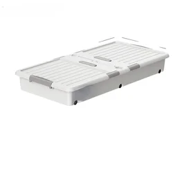 Double Underbed Storage Box with Wheels, Flat Clothing Quilt Storage Artifact, Home Sorting Box, Bed Under Storage Box