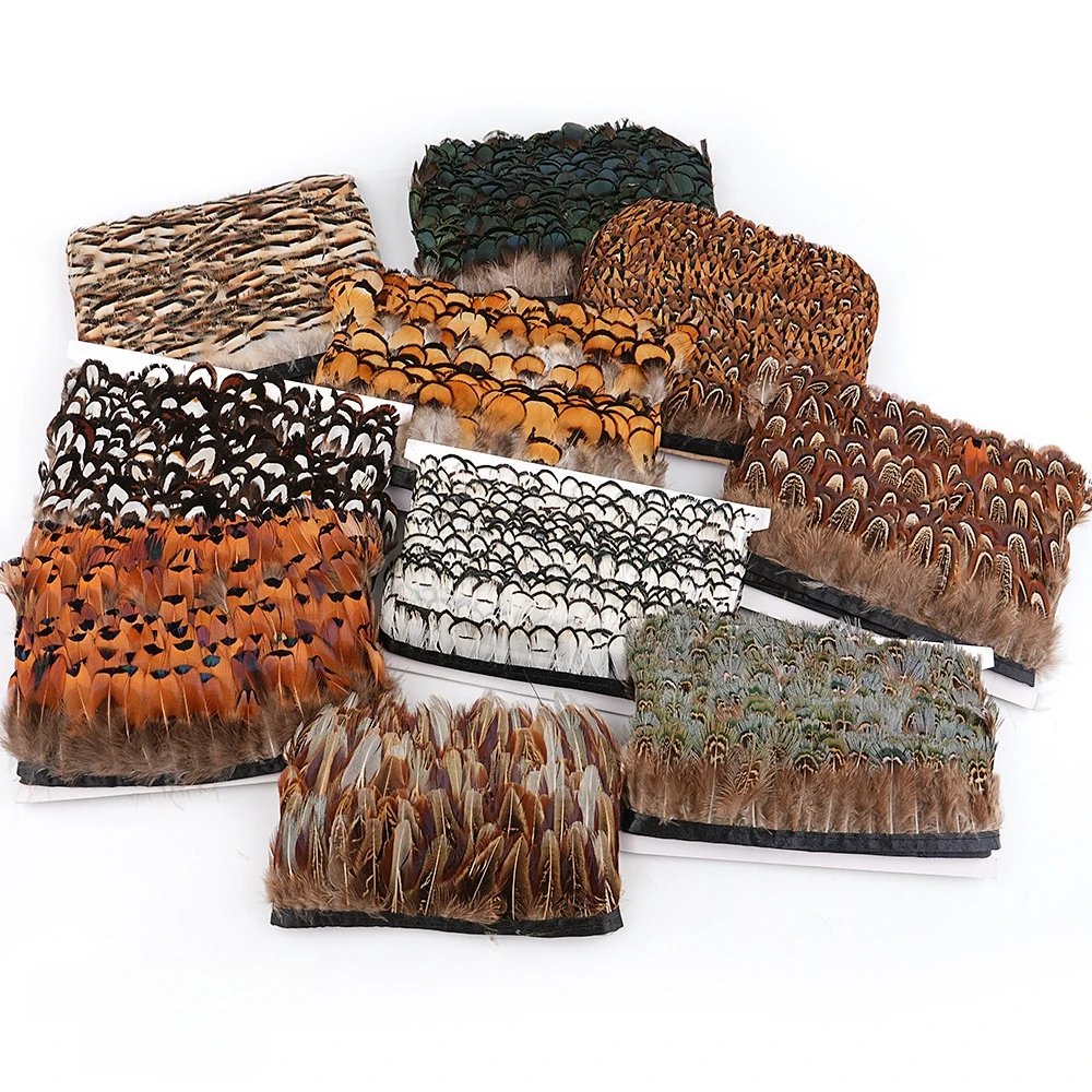 1-10Meter Natural Rooster Feather Trim Fringe Ribbon Chicken Pheasant Feathers for Dress Sewing DIY Clothing Craft Supplies