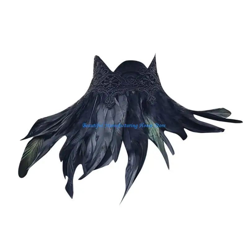 

E56A Dark Series Shoulder Wrap Roleplay Costume Decorative Lace Shawl for Stage Performances Halloween Party Supply