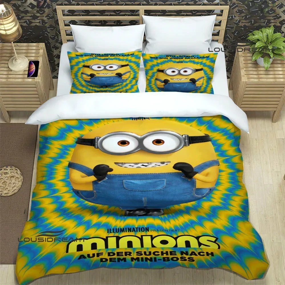 3D Cartoon M-Minions printed Bedding Sets exquisite bed supplies set duvet cover comforter set bedding set luxury Birthday Gift