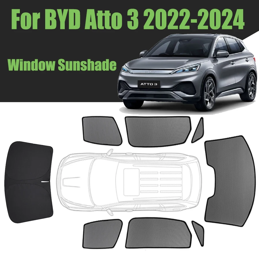 

Custom Car Window Sunshade For BYD Atto 3 2022-2024 Magnetic Curtain Mesh Front Windshield Frame Curtain