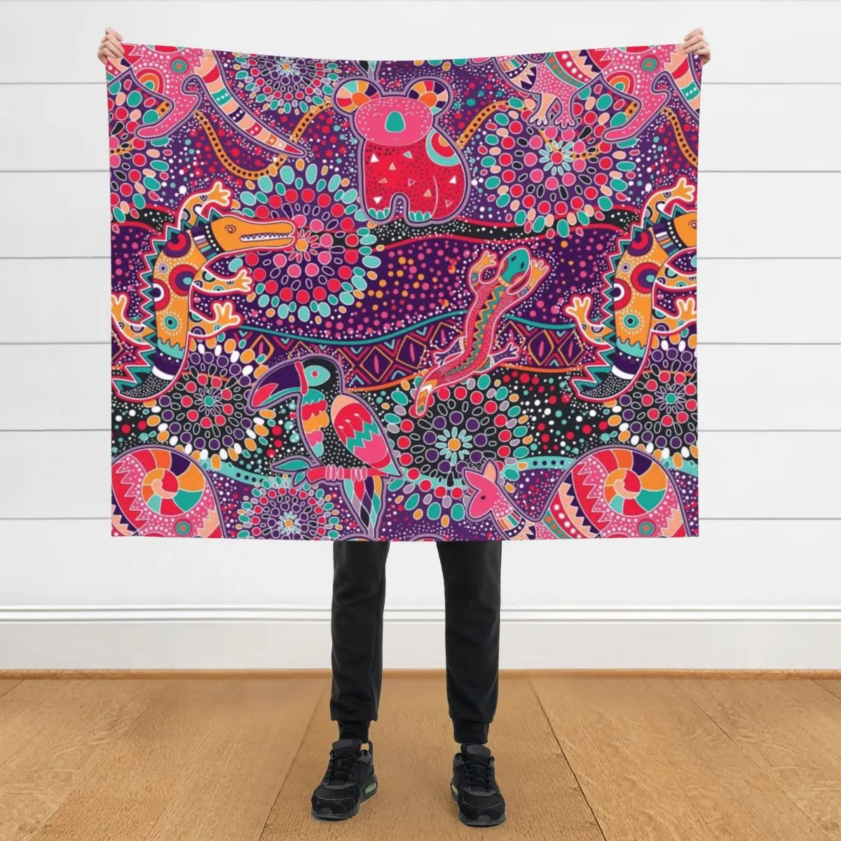 

Australian Dreamtime Throw Blanket Flannel Fabric For Sofa Thin Picnic Blankets