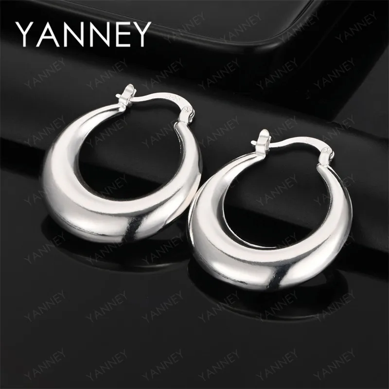 

925 Sterling Silver 30mm * 27mm Round Delicate Earrings for Women Elegant Luxury Fashion Jewelry Party Accessories Wedding