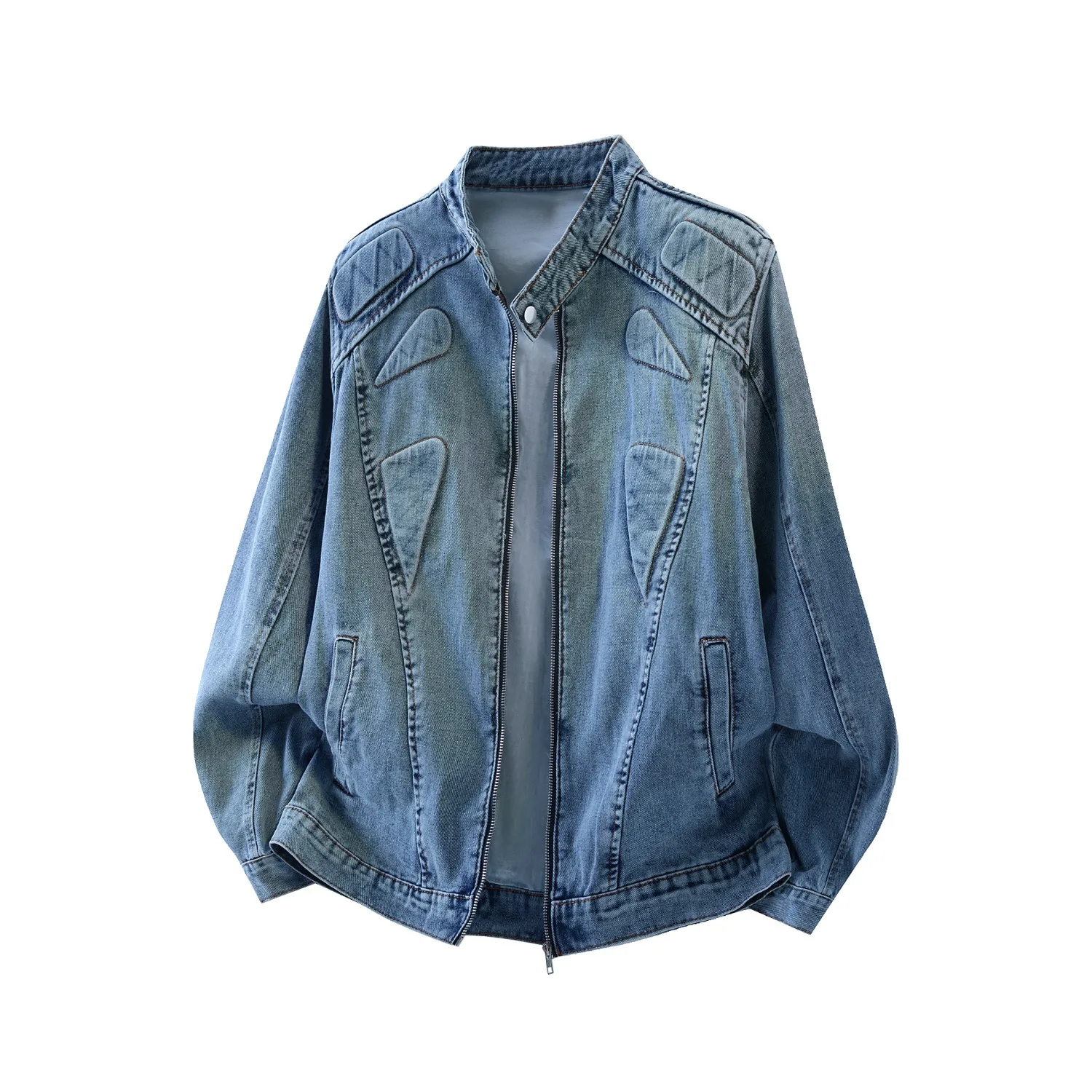 

Мужская джинсовая куртка PFNW American Cleanfit, весна 2025, новая модель, с воротником-стойкой, с подплечниками, в стиле ретро, с эффектом потертости, рабочая, короткая, 28W6232