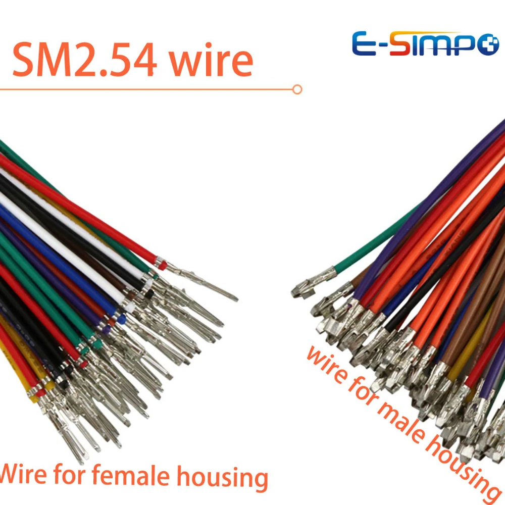 

100PCS SM 2.54mm Male Female Docking SM2.5 Single Terminal Crimped Wire 20cm 20AWG 22AWG 24AWG 26AWG Electronic Cable Harness