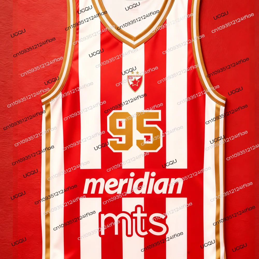 Camiseta de juego de baloncesto serbio 2025, chaleco de camiseta de baloncesto Red Star Belgrade Home, camiseta de baloncesto, chaleco de secado rápido para hombre