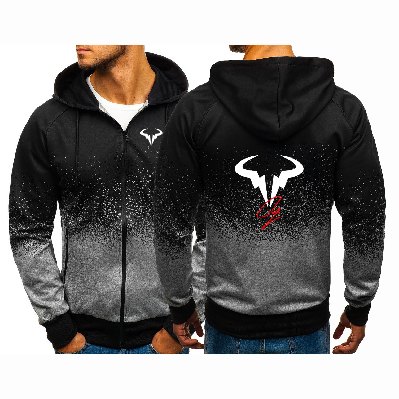 Rafael Nadal tennis player 2023 Men\'s Casual Fashion New Gradient Color Harajuku Hoodies Zipper Clothing Popular Coat Tops