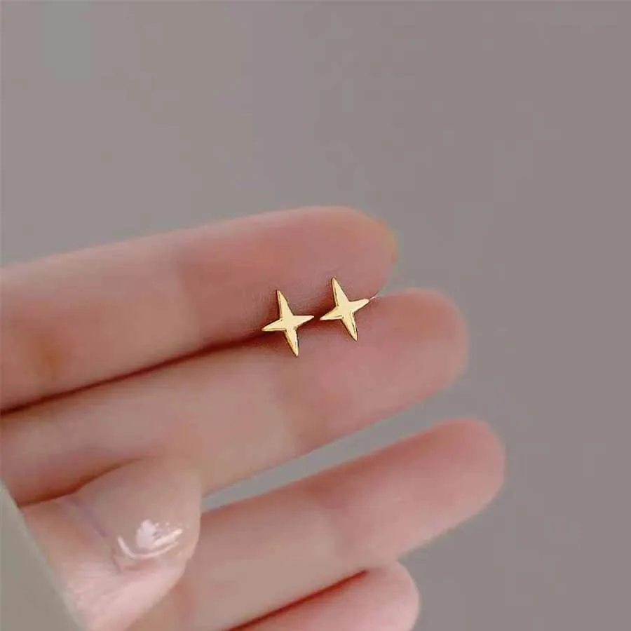 Gold Color Lovely Mini Star Earrings for Women Daily Wear Minimalist Cute Flower Stud Earring Girls Fashion Pierc Jewelry Gifts
