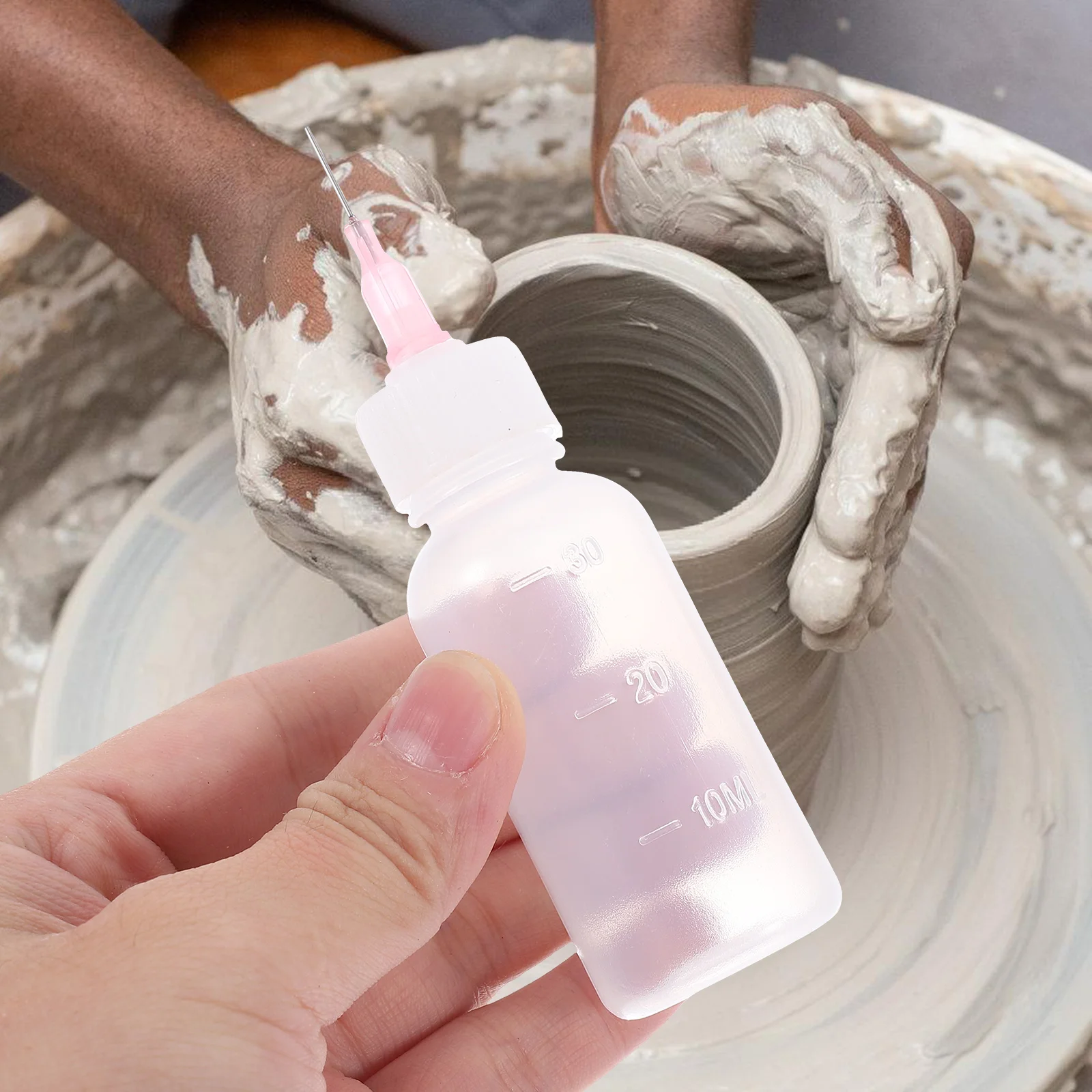 

1Set Pottery Clay Needle Tip Applicator Tool Set Fine Tip Squeeze Bottles for Glazing Underglazing Craft Detailing