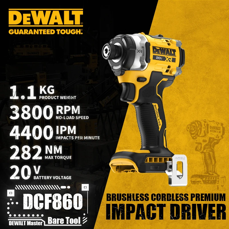 DEWALT DCF860 Brushless Cordless Premium Impact Driver 282NM 20V Lithium Power Tools