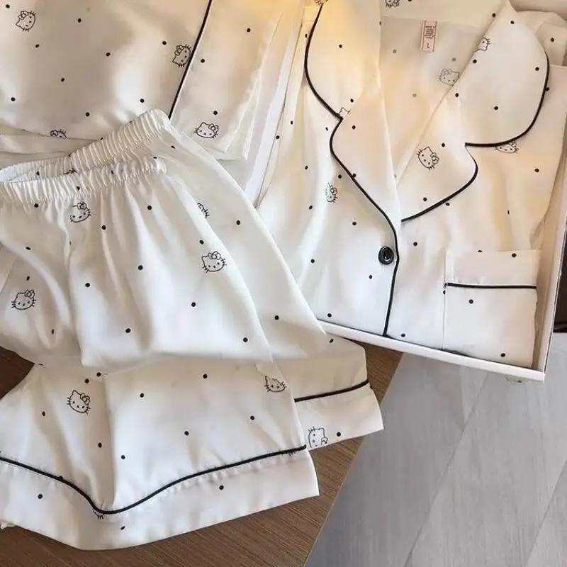 New Simple Trendy Hello Kitty Pajamas for Women Summer Short-Sleeved Shorts Casual Comfortable Home Clothes for Girls Cartoons view 2
