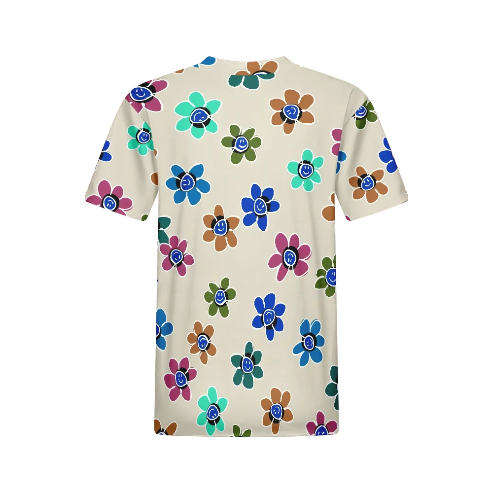 Bohemian Style Colorful Flowers Women T shirts New Summer Beach Casual Party Tops Girls T shirts Sweet Short Sleeve T shirt Lady