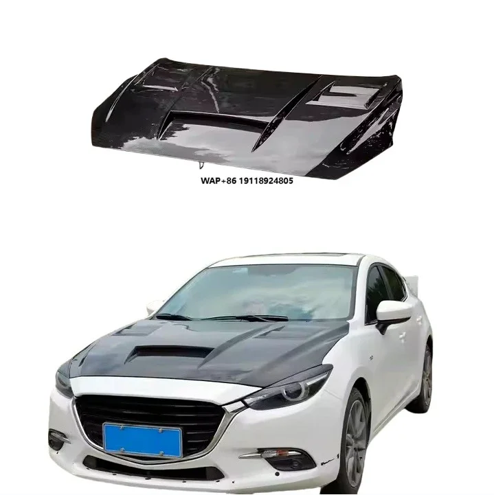 

For 2014-2019 3 Axela Carbon Fiber Hood New Black Matt Repair Replace Engine Cover