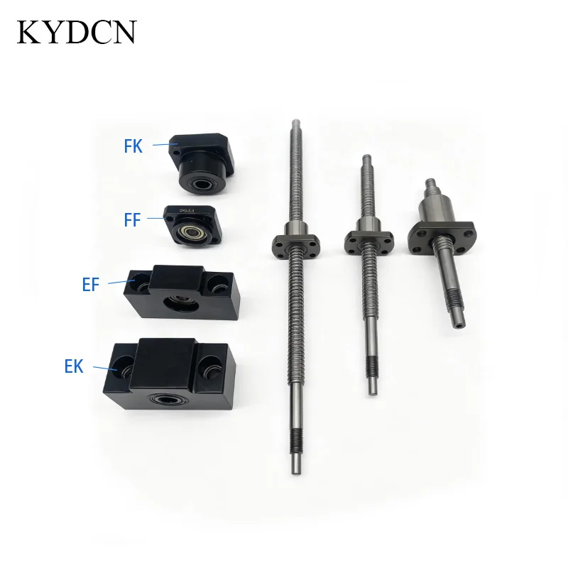 SFK1202 SFK1402 Miniature Ball Screw Kit Lead 2mm Flange Nut EKEF/FKFF End Support 200‑550mm High Precision for CNC 3D Printer