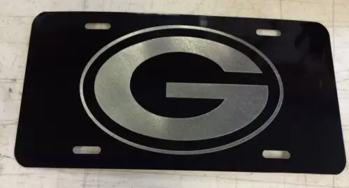 Logo Car Tag Etched on Black Aluminum License Plate Aluminum