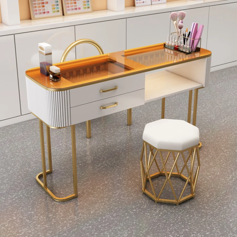 Dressing Table Salon Station Mesa Manicure Nail Designer Folding Tables Desk Set Aesthetic Chair Dust Collector Tech De Makeup