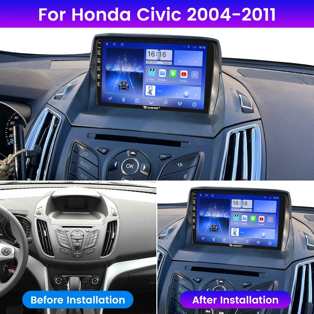 2Din Android Car Radio For Ford Kuga Escape C-Max 2013-2017 Multimedia Video Player GPS Navigation Stereo Audio Head Unit