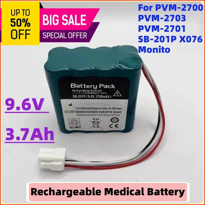SB-201P X0769.6V 3700mAh Rechargeable Medical Battery for Nihon Kohden PVM-2700 PVM-2703 PVM-2701 Monito