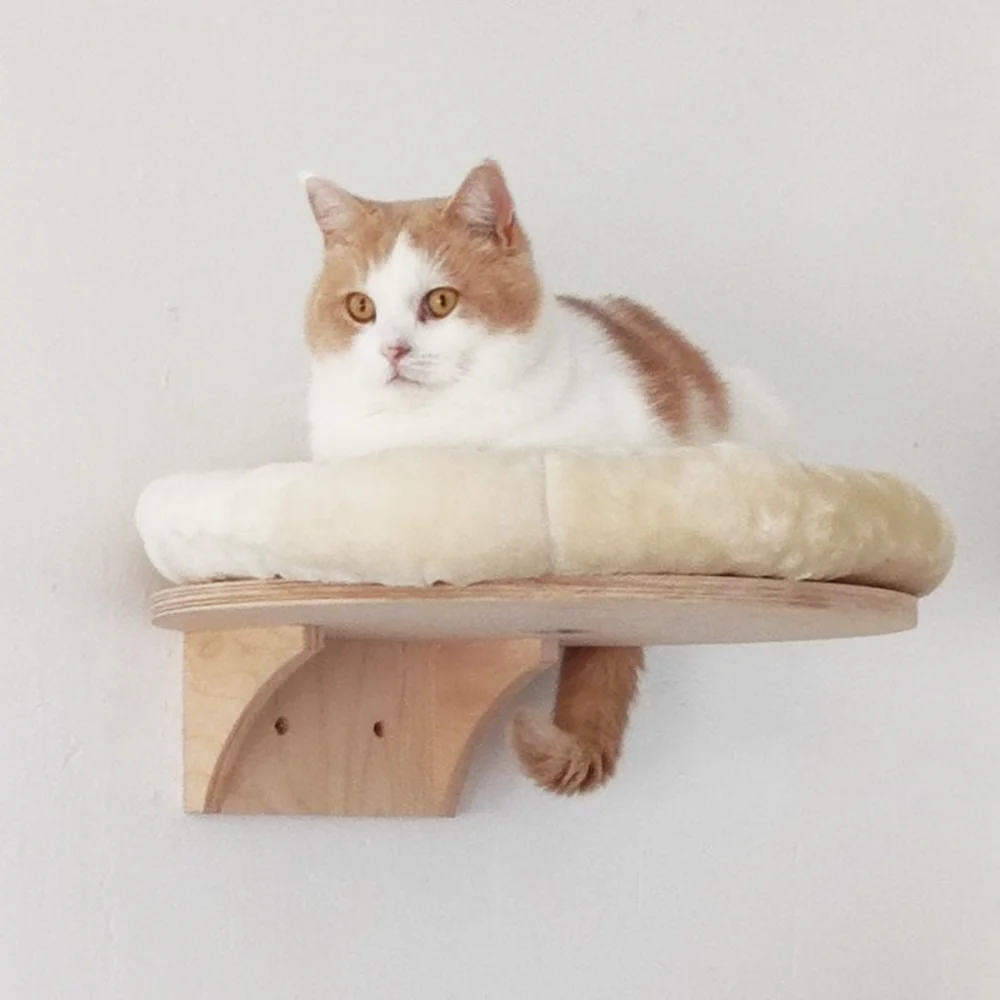 

Solid wood base wall mounted cat bed with various colors available Cat bed is comfortable and soft Wall mounted cat pedal