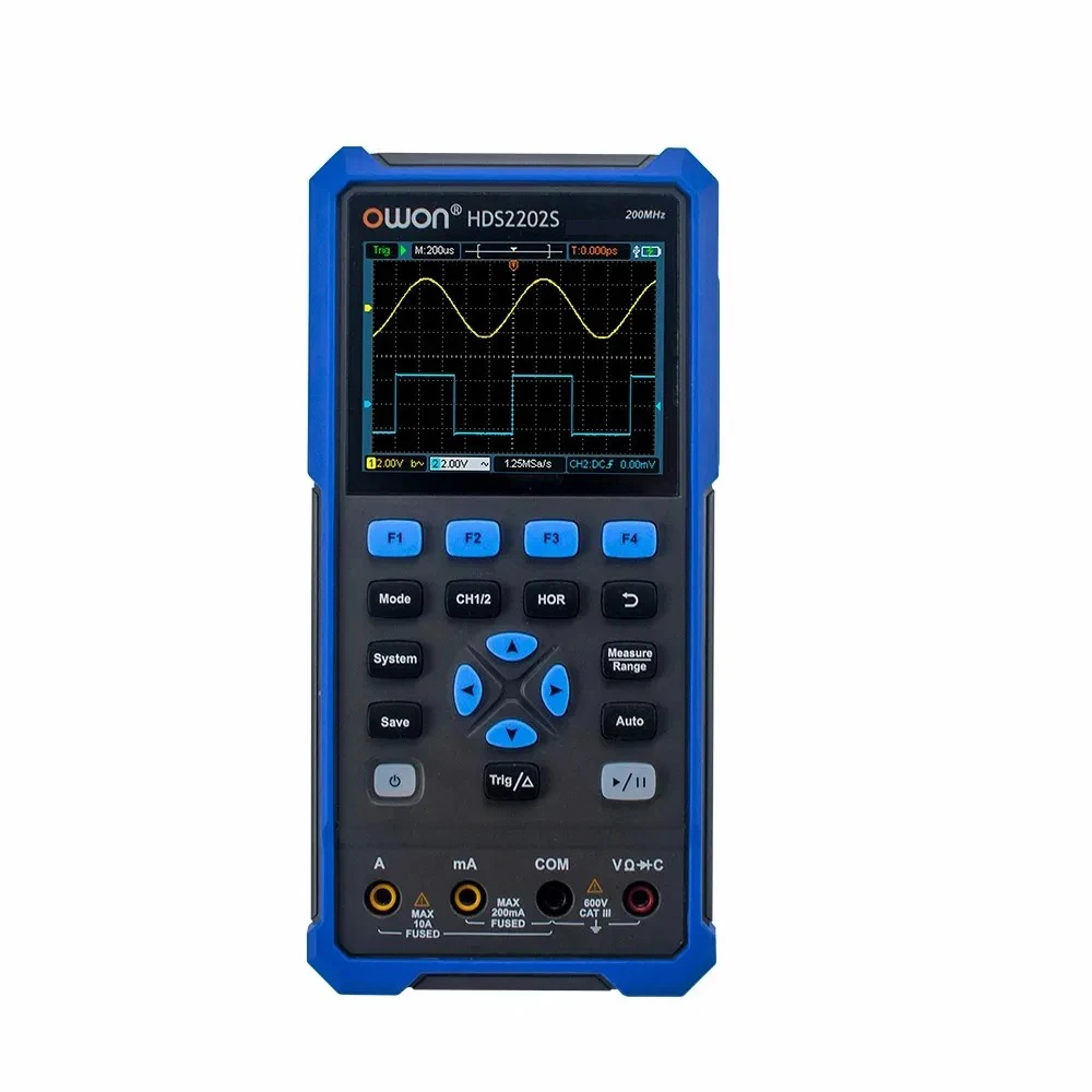 OWON HDS2202S Digital Oscillosco 2 Channels 200Mhz Bandwidth Portable 3 in 1 USB Osicllosco   Multimeter Wavefor Generator