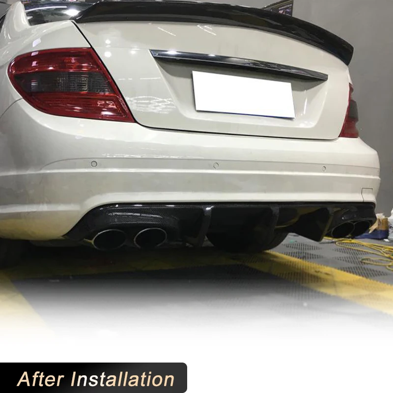 Carbon Fiber Rear Bumper Diffuser Lip Spoiler for Mercedes Benz C-Class W204 C63 AMG Sedan 2008-2011 FRP Rear Diffuser view 3