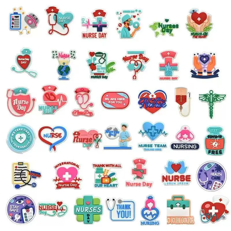 13-100pcs Medical Series Shoe Charms For Sandals,Shoe Decoration Accessories Shoe Pins Great Gift For Men Wom