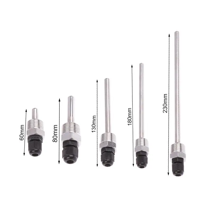 Protecteur de manchons d'immersion en acier inoxydable 304, 30-200mm, filetage 1/2 BSP G OD8mm, poche pour capteur de température