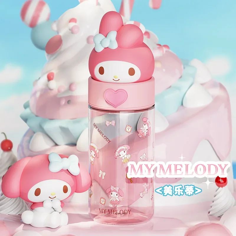 Sanrio meine Melodie Puppen transparente Tasse Cartoon Hallo Kitty Kuromi Cinna moroll 500ml Kawaii Kind Flasche Wasser Tasse Mädchen Geschenke