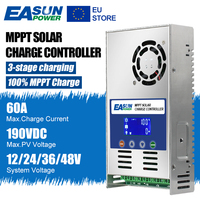 EASUN MPPT Solar Charge Controller 60A 12v 24v 36V 48v Auto Max. PV 190V Battery Charger Regulador Controlador LCD Display