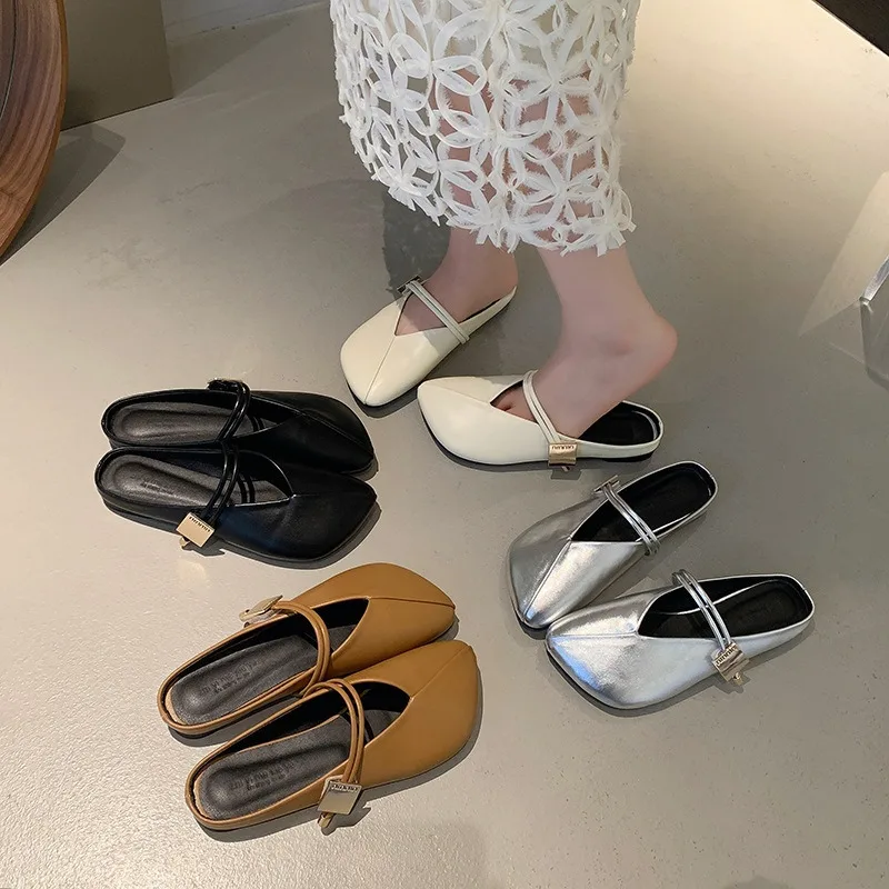 Slippers Wearing Comfortable Women Sandals Soft Soled Mueller Shoes Without A Heel and Half Support for Concise Exquisite Chic 