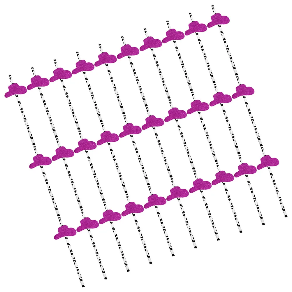 

30Pcs Cow Print Hat Straws Paper Drinking Straws for Parties Smooth Wall Easy Clean Cartoon Beverage Tools Milk Tea Shop Decor