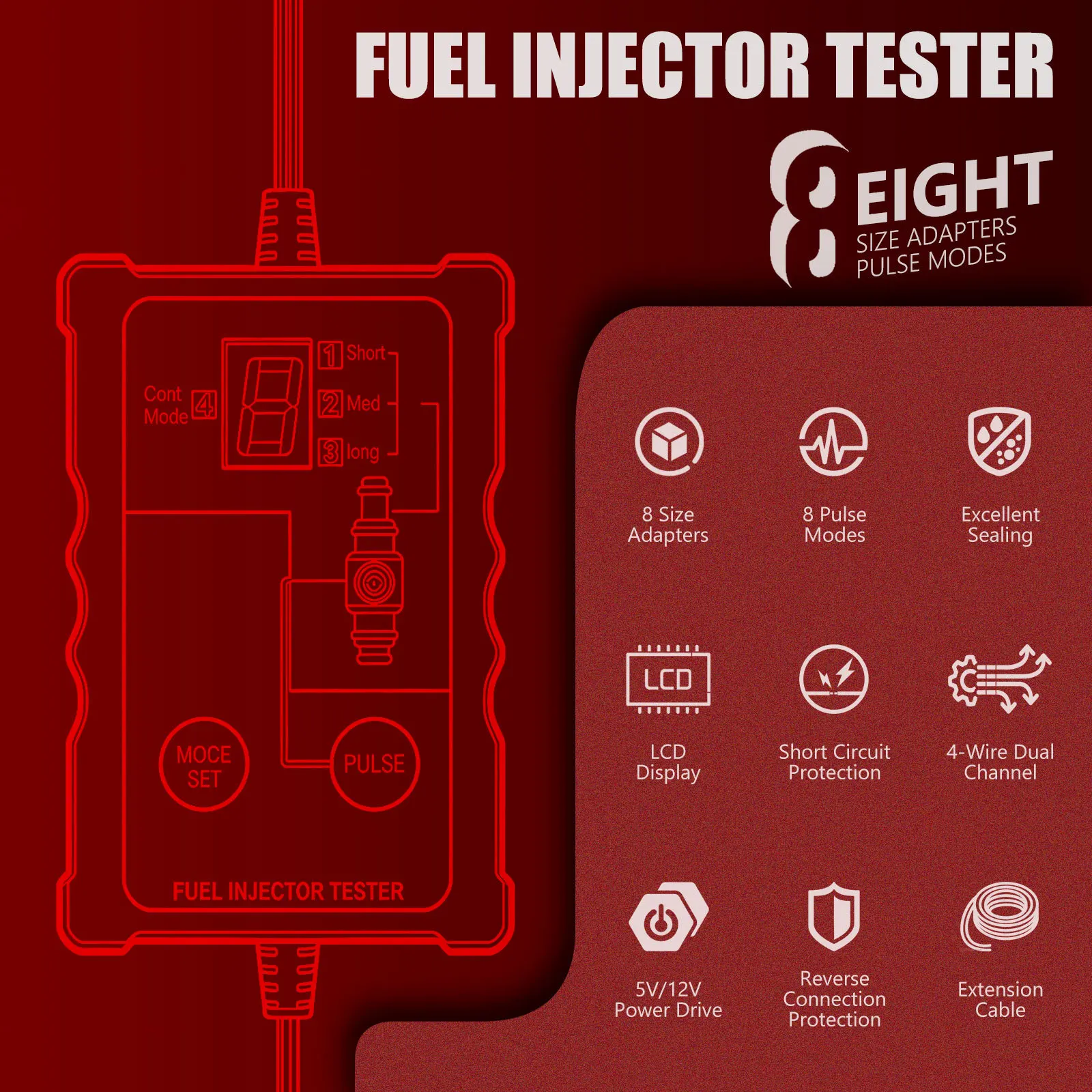Automotive Fuel Injector Tester Diagnostic Tool Car Scanner Cleaning Kit and Auto Repair Tools for OLIVER Vehicles