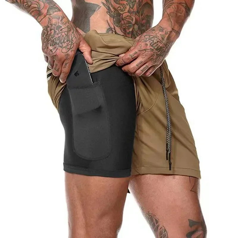 Running Shorts Men Gym Sports Shorts 2 In 1 Quick Dry Workout Training Gym Fitness Jogging Short Pants Summer Men Shorts image 5