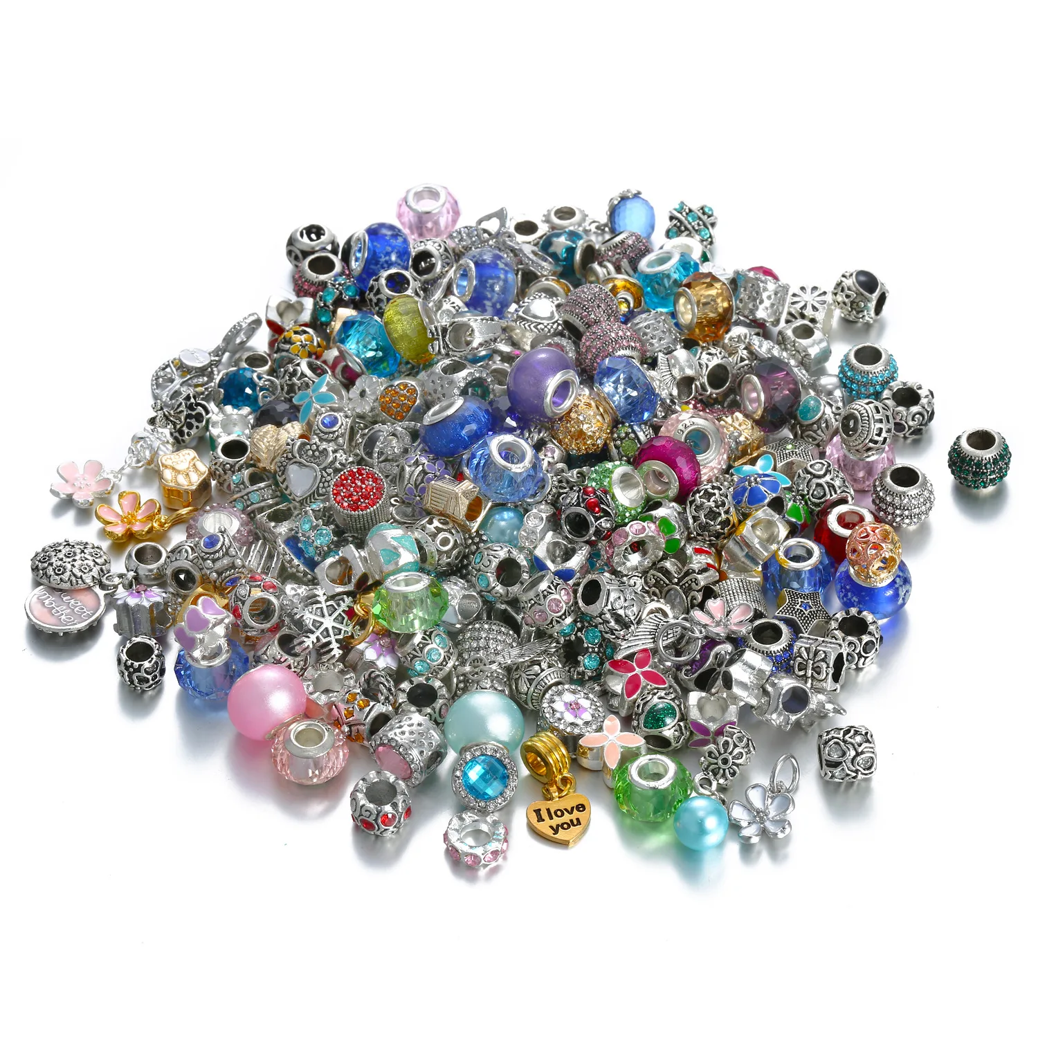 10/20/50 Pcs Random Mix Enamel Crystal Zinc Alloy Beads fit Bracelet Keychain Wholesale Classic Charms Jewelry Accessories