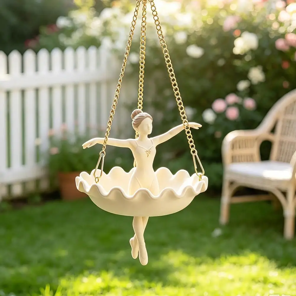 Decorative Ballerina Hanging Planter Hanging Basket Dual Use For Plant Pot Bird Feeder Waterer For Outdoor Patio Porch Art Decor