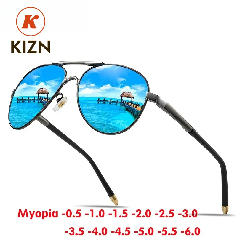 

KIZN 2024, новые брендовые мужские солнцезащитные очки для близорукости, поляризационные линзы UV400, мужские очки, женские очки по индивидуальному заказу, от -0,50 до -6,0