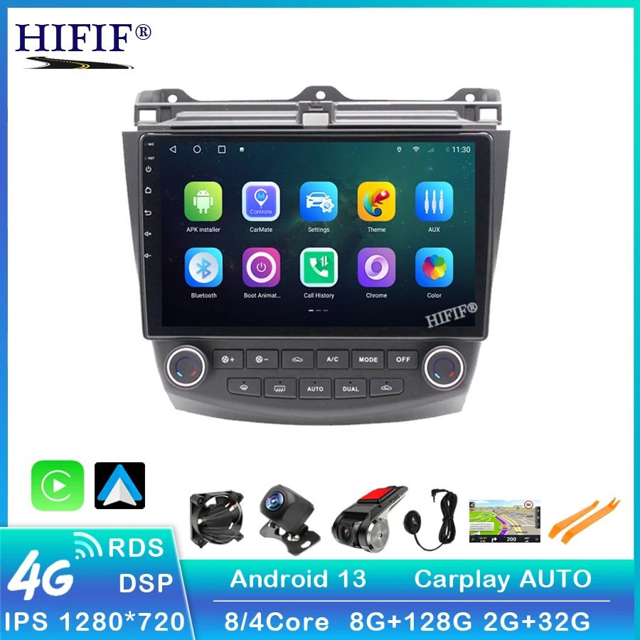 10.1Android 13 Car radio GPS Navigation for Honda ACCORD 7 2003-2007 Multimedia DVR SWC FM CAM-IN BT USB DAB DTV OBD PC