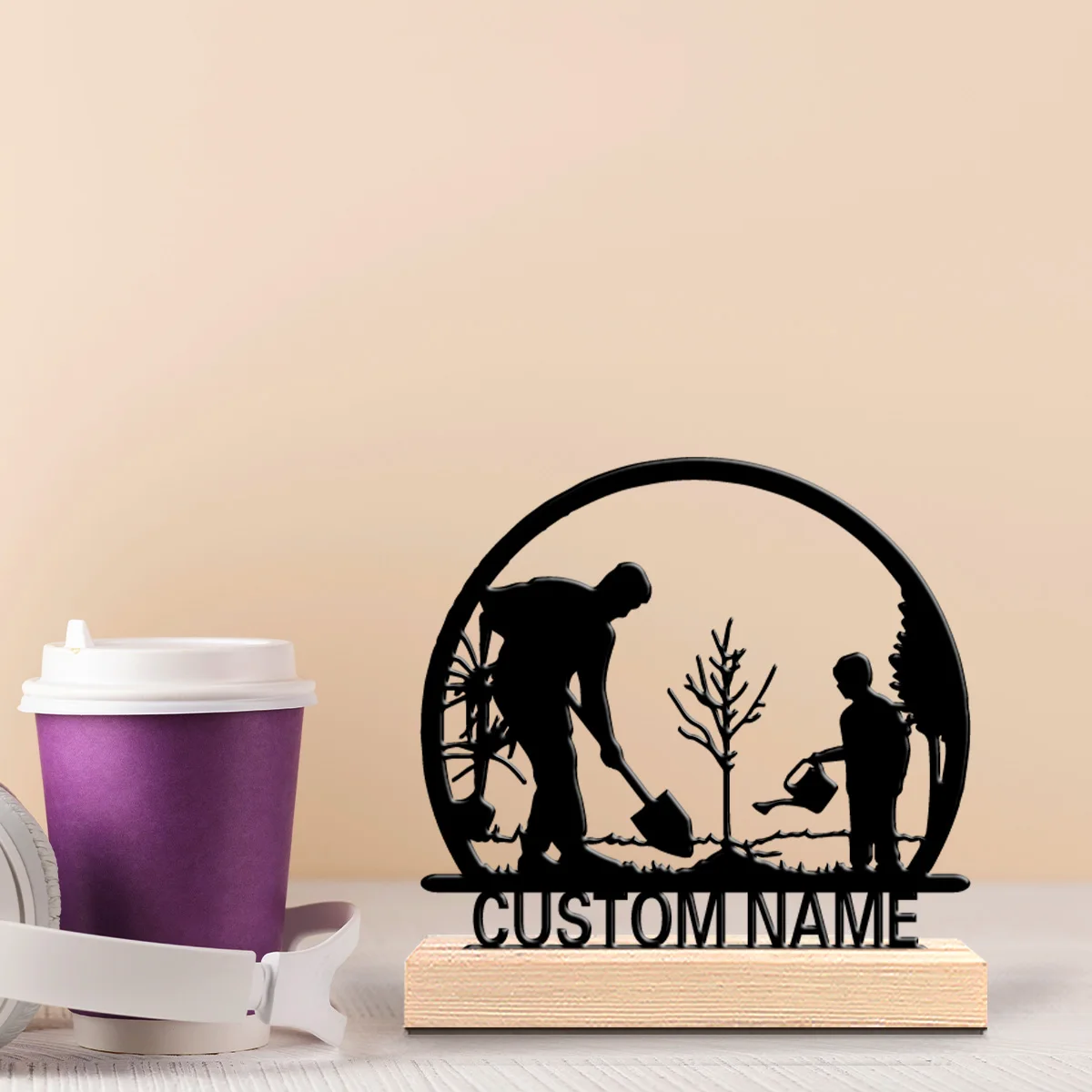 1pc Beauty Personalized Custom Tree planting Wooden Base Desk Decor for Clock Collectors Vintage Gothic Office Themes Gift deco