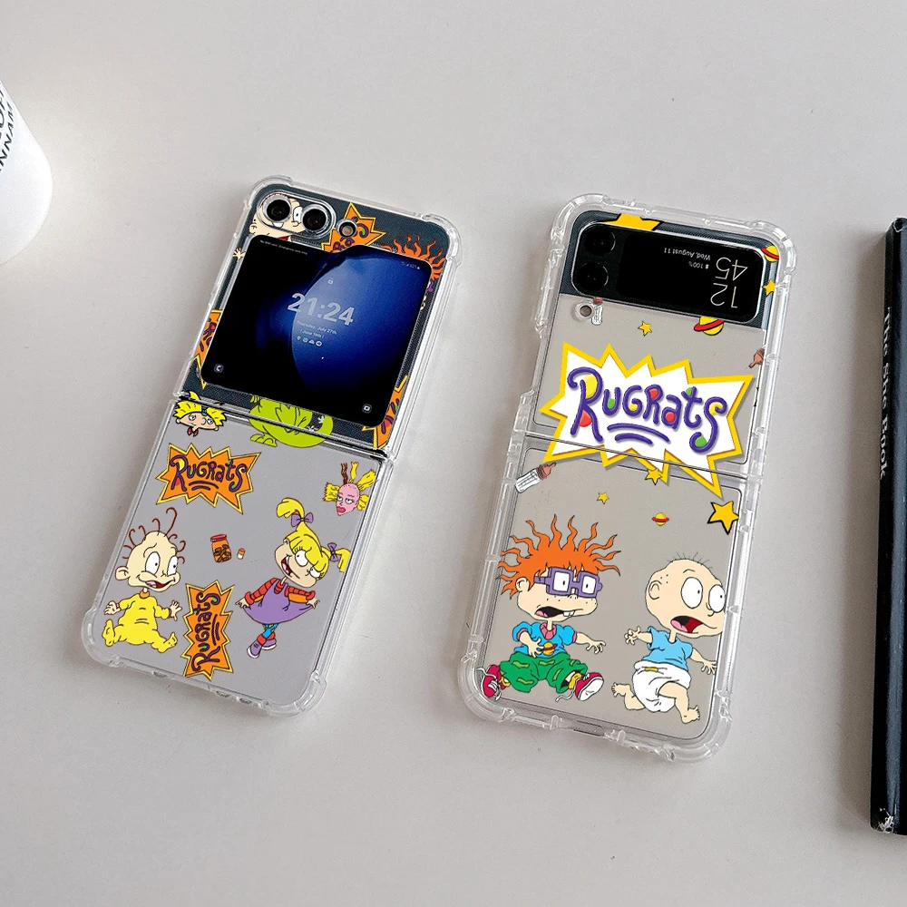 Cartoon Funny Cute R-Rugrats Phone Case for Samsung Galaxy Z Flip 3 4 Z Flip 5 Z Fold 4 5G PC Soft Anti-fall Back Cover