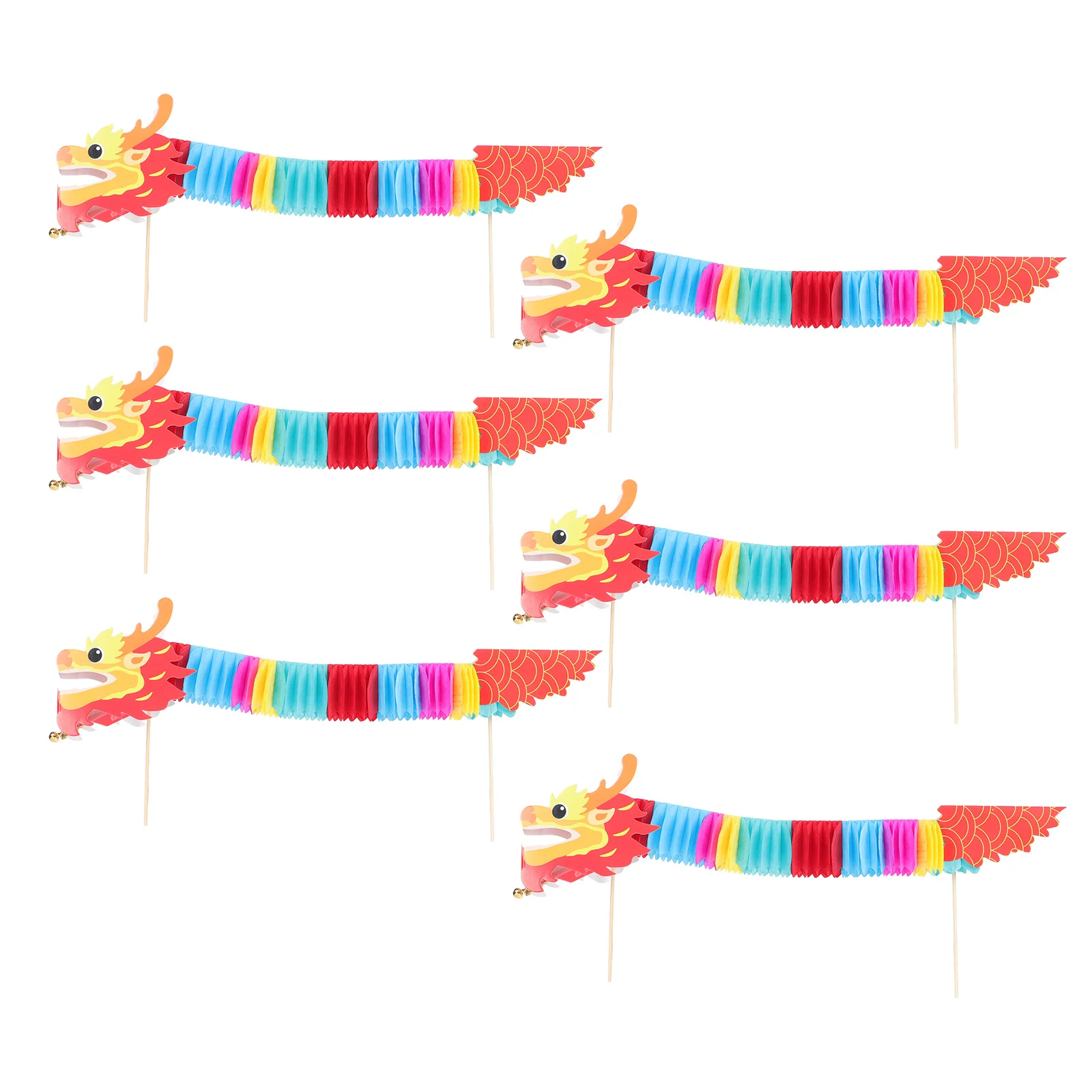 6Sets Chinese Dragon Making Kit Safe Paper Craft for Kids Hands-on Learning Fun DIY Project Kids Party Activity Supply