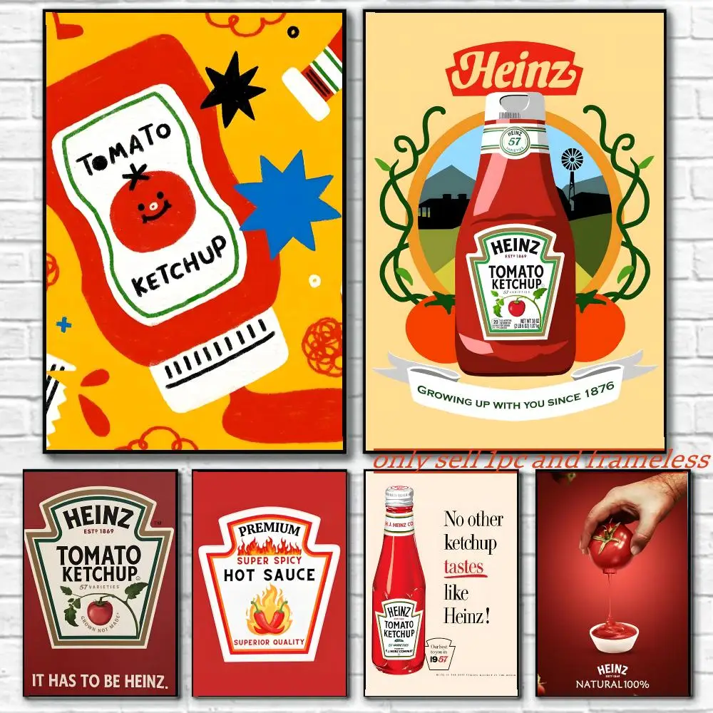 Beautiful H-Heinz Tomato Ketchup Design Poster Room Wall Art Decor Waterproof Poster For Home Bar Bedroom Decoration Gift