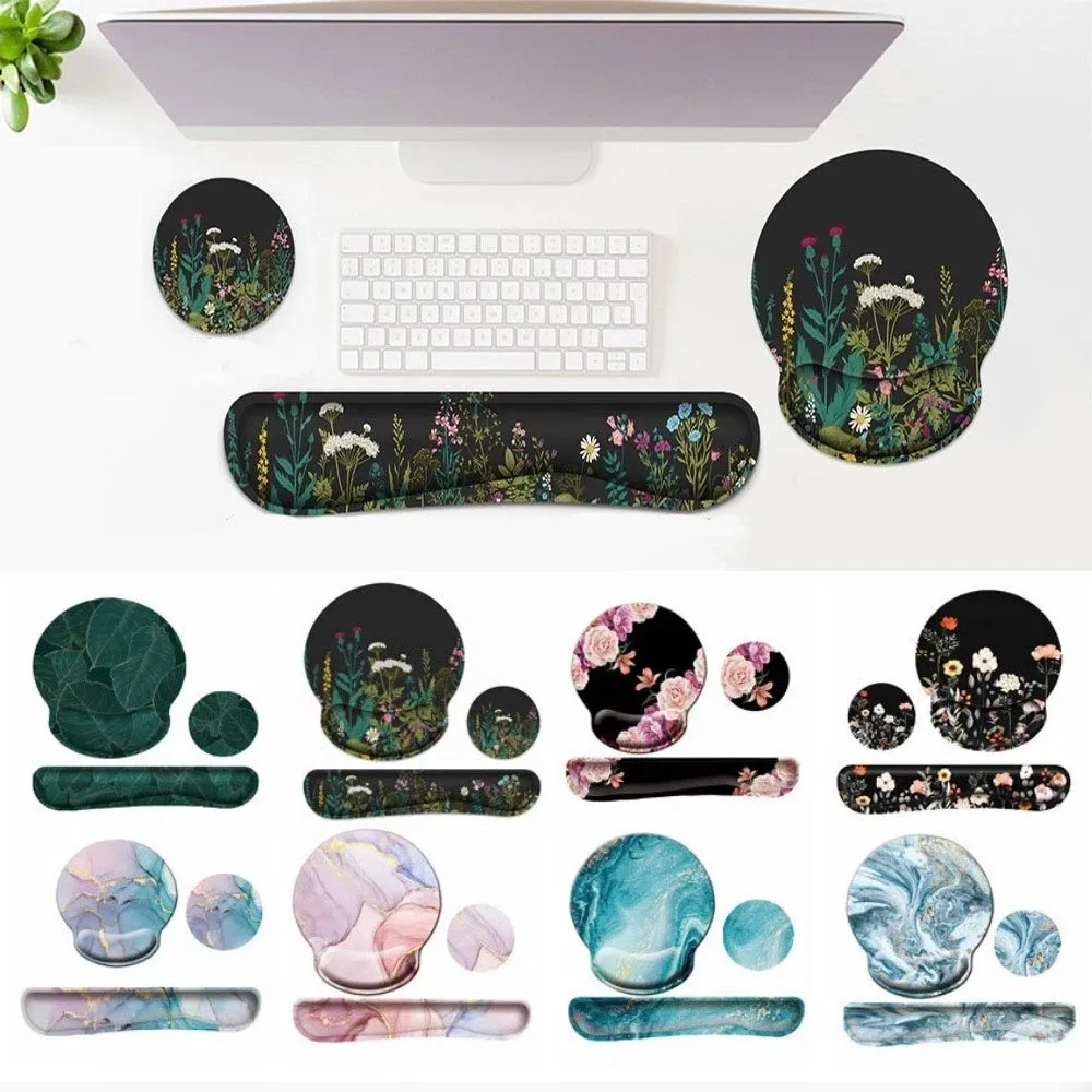 3Pcs/Set Comfortable Keyboard Wrist Rest Set Soft with Wrist Rest Mouse Wrist Support Pad Ergonomic Non-Slip Base