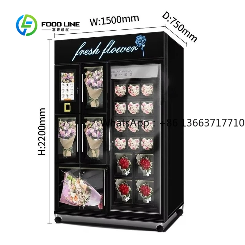 Customized Gifts Flower Vending Machine Full Automatic Smart Touch Screen 12-lattice Kiosk with Custom Logo for Business