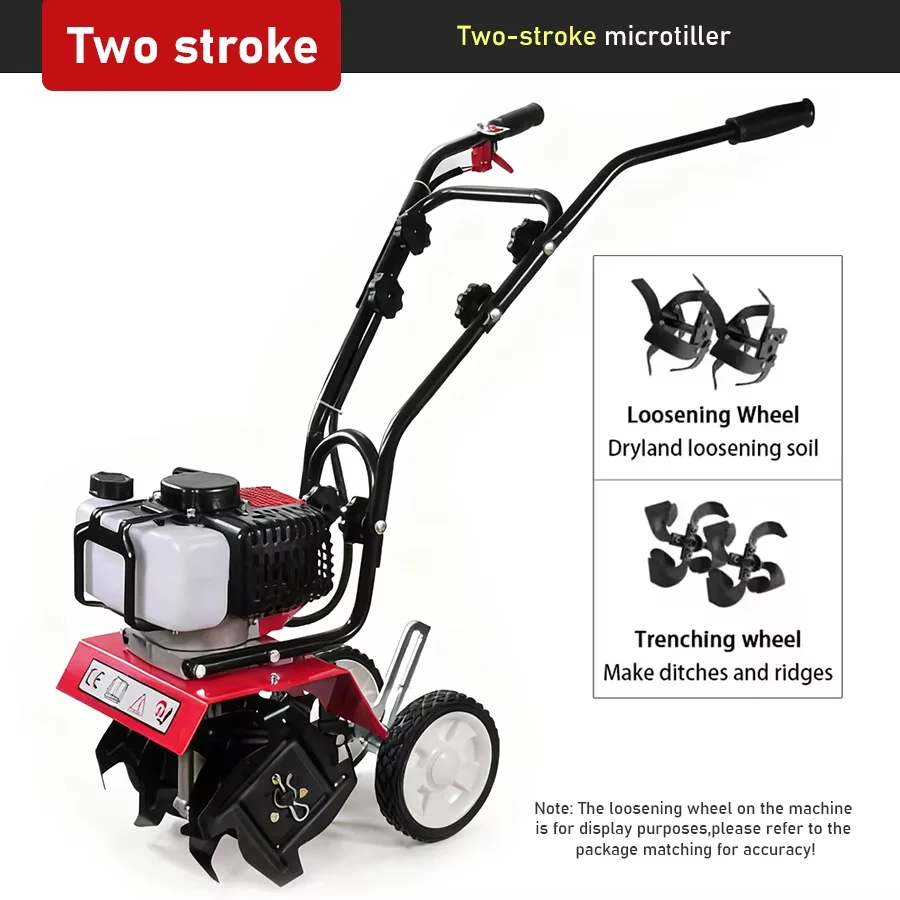 52CC Petrol Rotary Tiller Cultivator Hand Push Mini Gas Power Rototiller For Home Garden Farm Soil Plowing Weeding Cultivation