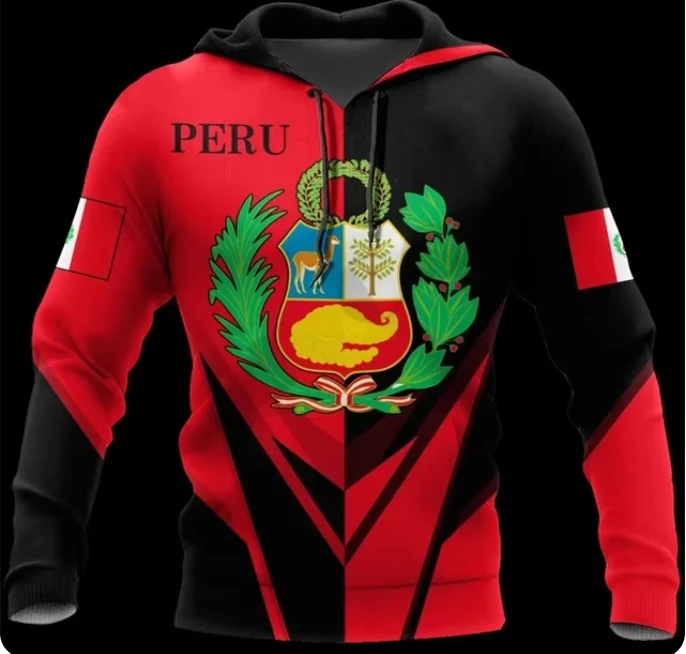 Peruvian Emblem 3D Printed Hoodie Men's Clothing Stylish Athletic Sweatshirts Casual Streetwear Long Sleeve Pullovers